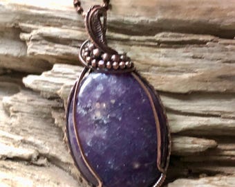 Lepidolite and Copper Necklace Pendant