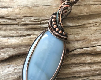 Blue Opal Necklace, Blue Opal Pendant, Blue Opal Jewelry