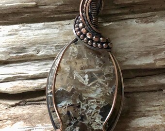 Stick Agate and Copper Pendant Necklace