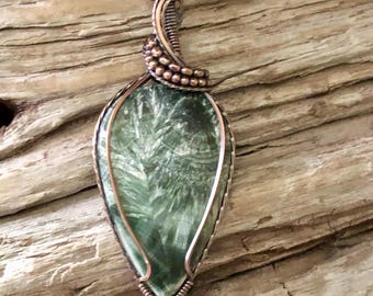 Seraphinite and Copper Pendant Necklace, Serafina