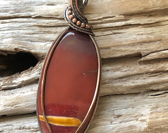 Mookaite Pendant, Mookaite and Copper Pendant, Wire Wrapped Pendant, Handmade Jewelry, Made in Canada, Gift for Mom