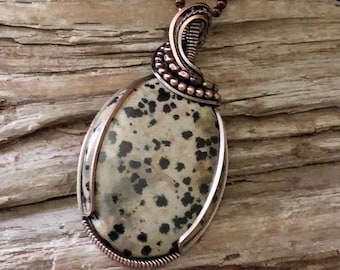 Dalmatian Jasper and Copper Pendant Necklace