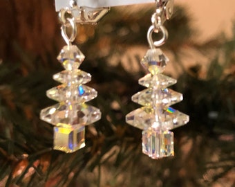 Pendientes de árbol de Navidad con cristales de Swarovski: brillo navideño
