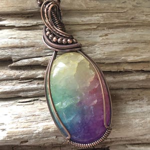 Rainbow Quartz Pendant, Rainbow Quartz Necklace, Rainbow Pendant, Wire Wrapped Rainbow Quartz, Handmade in Canada