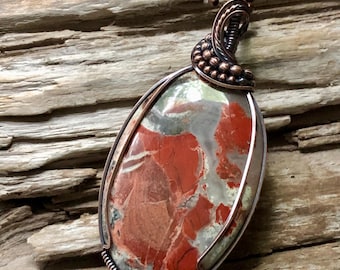 Rainbow Jasper and Copper Pendant Necklace