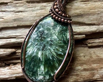 Seraphinite and Copper Pendant Necklace, Serafina