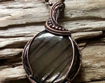 Hypersthene and Copper Pendant Necklace