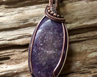 Lepidolite and Copper Necklace Pendant