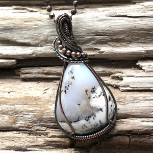 Dendritic Opal Pendant, Dendritic Opal Necklace, Dendric Opal Pendant, Black and White Pendant image 7