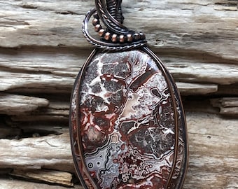 Crazy Lace Agate Pendant Necklace