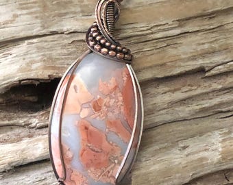 Cotton Candy Jasper Pendant, Copper Jewelry