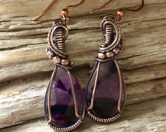 Elegant Amethyst Drop Earrings - Handcrafted Gemstone Jewelry for Moms - Purple Perfection,  February Birthstone Earrings
