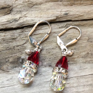 Swarovski Santa Earrings, Santa Christmas Earrings, Holiday Earrings, A gift for Mom image 6