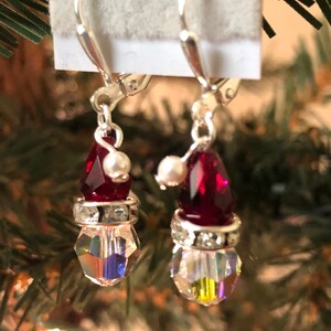 Swarovski Santa Earrings, Santa Christmas Earrings, Holiday Earrings, A gift for Mom image 3