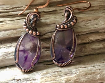 Elegantes pendientes colgantes de amatista - Joyería artesanal con piedras preciosas para mamás - Perfección púrpura, pendientes de la piedra natal de febrero