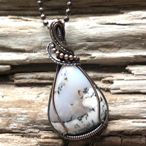 Dendritic Opal Pendant, Dendritic Opal Necklace, Dendric Opal Pendant, Black and White Pendant image 2