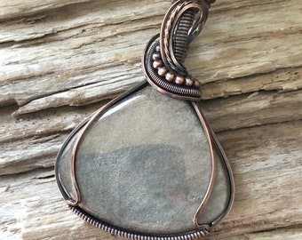 Silver Sheen Obsidian Pendant, Wire wrapped Obsidian Pendant, Obsidian necklace