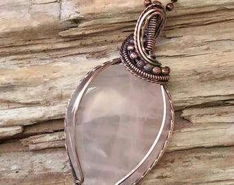 Rose Quartz and Copper Pendant Necklace