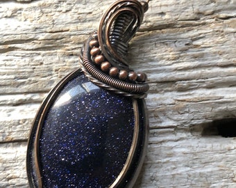 Blue Goldstone Pendant Necklace