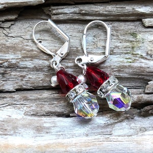 Swarovski Santa Earrings, Santa Christmas Earrings, Holiday Earrings, A gift for Mom image 5