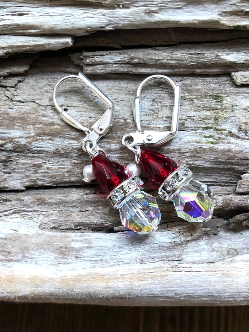 Swarovski Santa Earrings, Santa Christmas Earrings, Holiday Earrings, A gift for Mom image 5