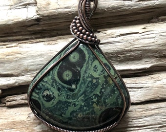 Kambaba Jasper Pendant Necklace, Kambaba Jasper and Copper Pendant Necklace