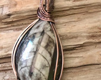 Orthoceras Fossil and Copper Pendant Necklace