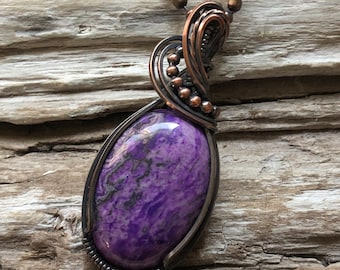 Crazy Lace Agate Pendant Necklace, Purple Crazy Lace Agate Pendant, Gift for Mom