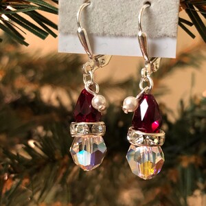 Swarovski Santa Earrings, Santa Christmas Earrings, Holiday Earrings, A gift for Mom image 4