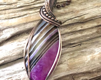 Black/Purple Geode Druzy Agate Pendant, Agate Pendant, Copper Jewelry, Handmade Jewelry, Made in Canada