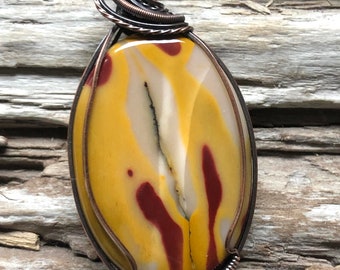 Mookaite Pendant, Mookaite and Copper Pendant, Wire Wrapped Pendant, Handmade Jewelry, Made in Canada, Gift for Mom