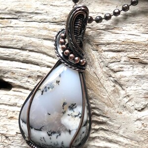 Dendritic Opal Pendant, Dendritic Opal Necklace, Dendric Opal Pendant, Black and White Pendant image 4