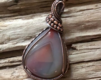 Botswana Agate and Copper Pendant Necklace