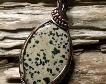 Dalmatian Jasper and Copper Pendant Necklace