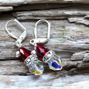 Swarovski Santa Earrings, Santa Christmas Earrings, Holiday Earrings, A gift for Mom image 2