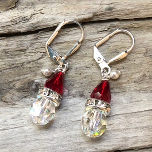 Swarovski Santa Earrings, Santa Christmas Earrings, Holiday Earrings, A gift for Mom image 1