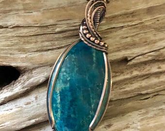 Apatite and Copper Pendant Necklace