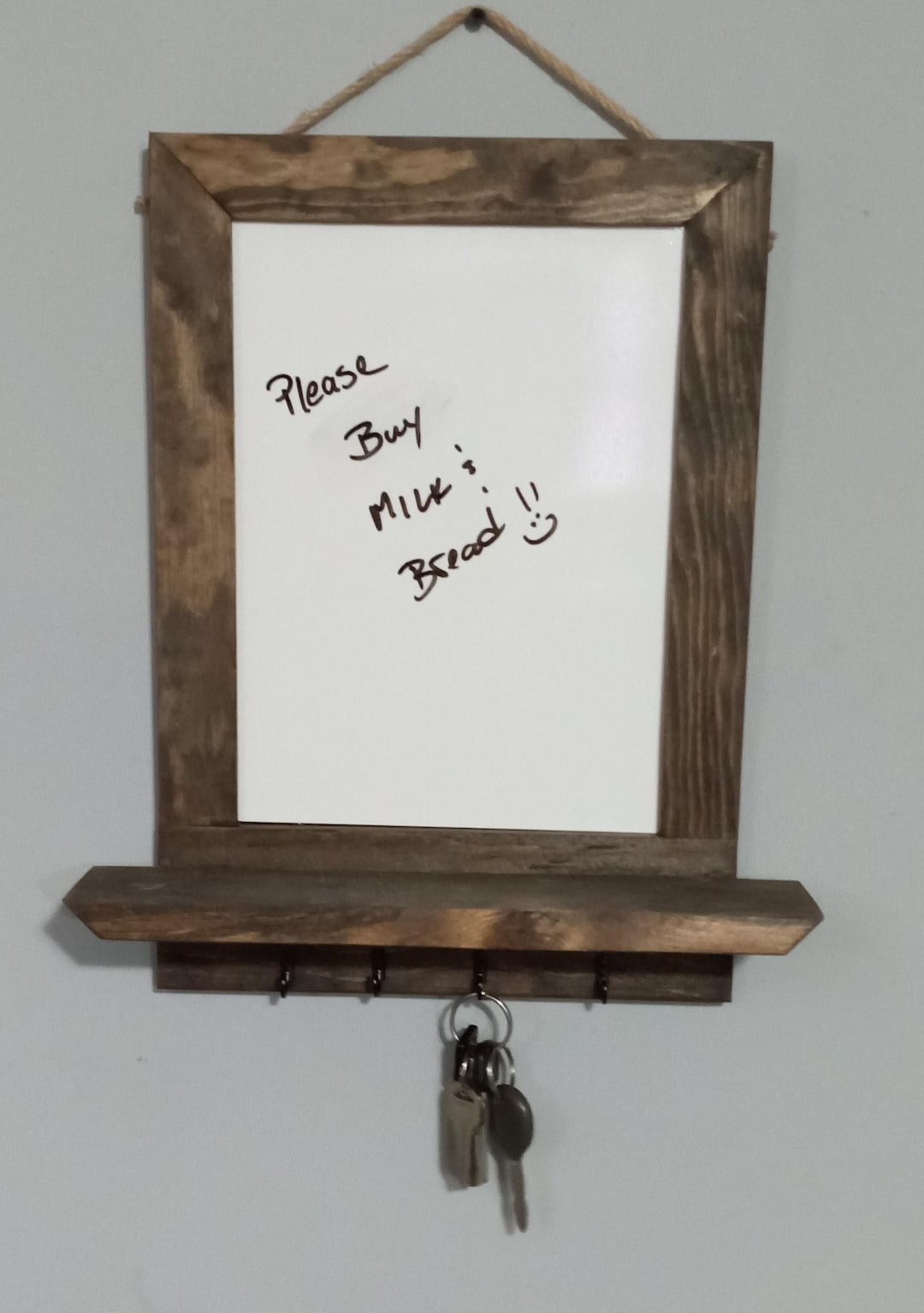 Rustic Whiteboard Rustic Whiteboard Organizer With Shelf & Key Hooks | Wall Mounted ...