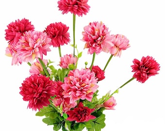 Hot Pink Artificial Dahlia Flowers – Long Stem Silk Wedding