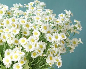 Fiori di dalia bianca artificiali – Piante finte da esterno resistenti ai raggi UV (6 mazzi)