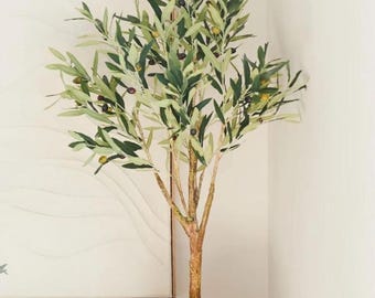 Artificial Olive Bonsai Tree – Faux Potted Desk Plant with Stone Pot, 10 Inch