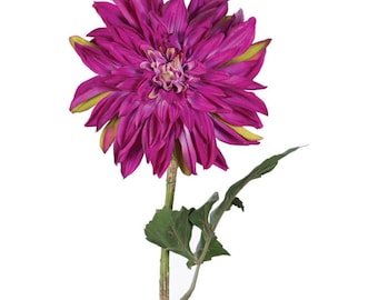 Purple Pink Artificial Dahlia Flowers – Long Stem Silk Floral