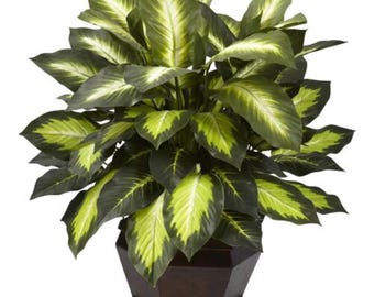Artificial Dieffenbachia Plant – Faux Greenery in Ceramic Planter