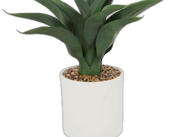 Large Artificial Agave Plant – Faux Three-Head Succulent in White Pot