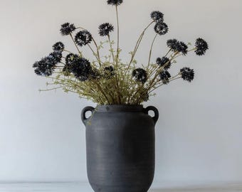 Black Artificial Mum Flowers & Eucalyptus Stems – Gothic Halloween