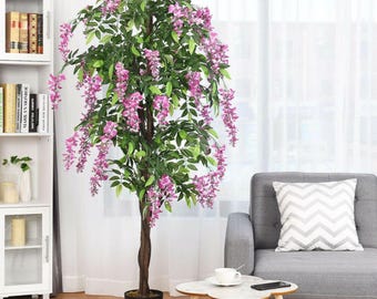 4FT Artificial Bougainvillea Tree – Tall Potted Faux Flower Tree