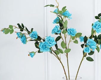 Rose blu artificiali – Rose di seta a gambo lungo per vaso (confezione da 20)