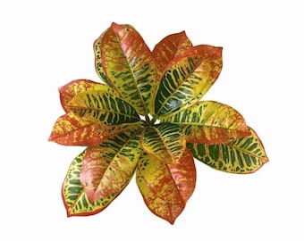 17" Garden Croton Artificial Plants – Real Touch Silk Faux Plants Set of 6