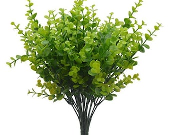 Artificial Boxwood Shrubs – UV Resistant Faux Greenery Plants (8 Pack)