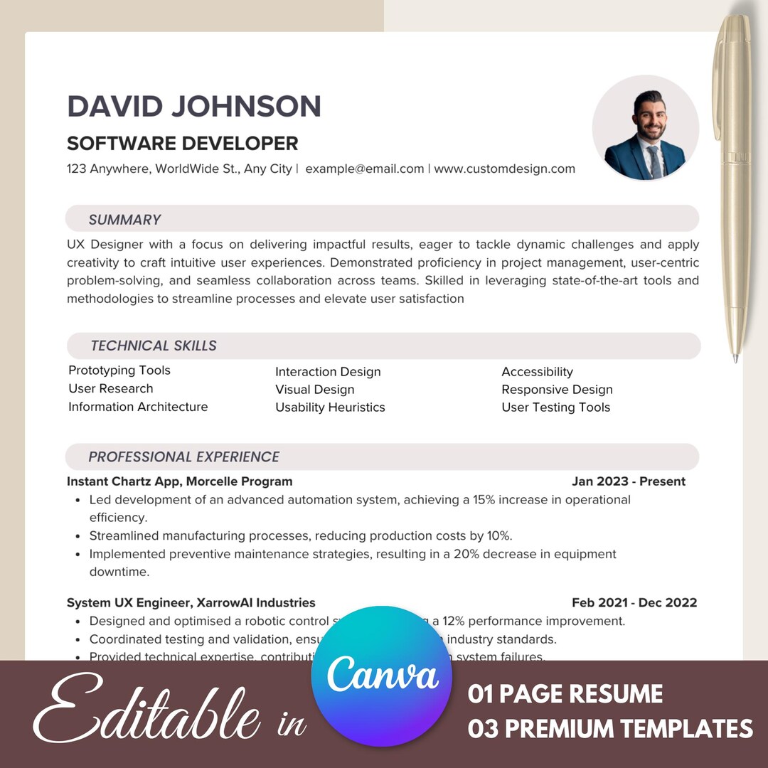 ATS Friendly Resume Template, Canva Resume Templates, Basic Resume